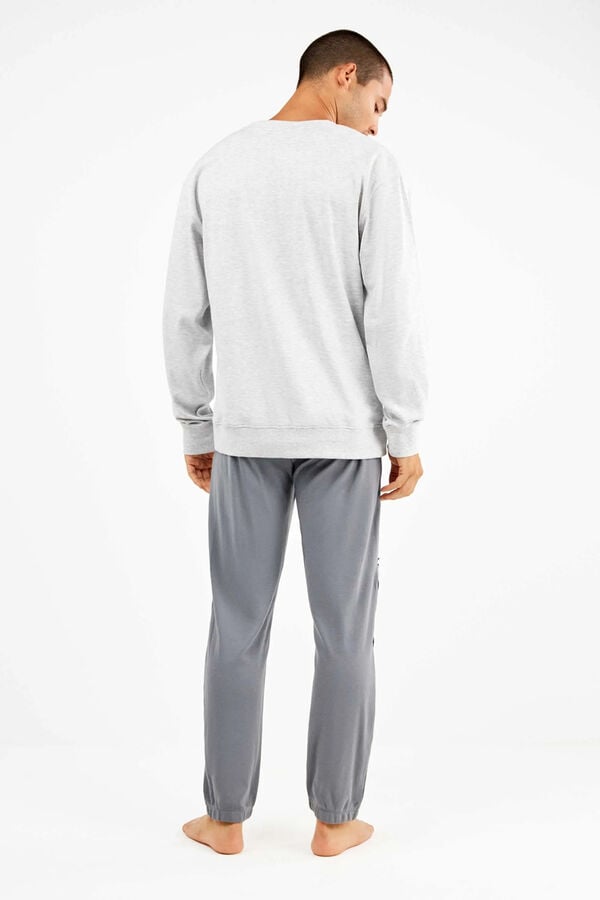 Gisela Conjunto de pijama masculino Sylvester em malha malha cinzento