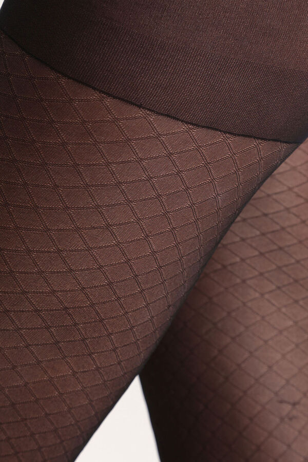 DIM Collant transparente com estampa de diamante 20 Denier preto