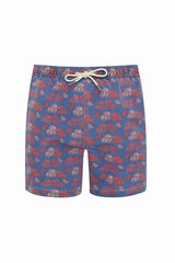 Kiff-Kiff Fato de banho bermuda azul lavagem de fetos marinhos azul