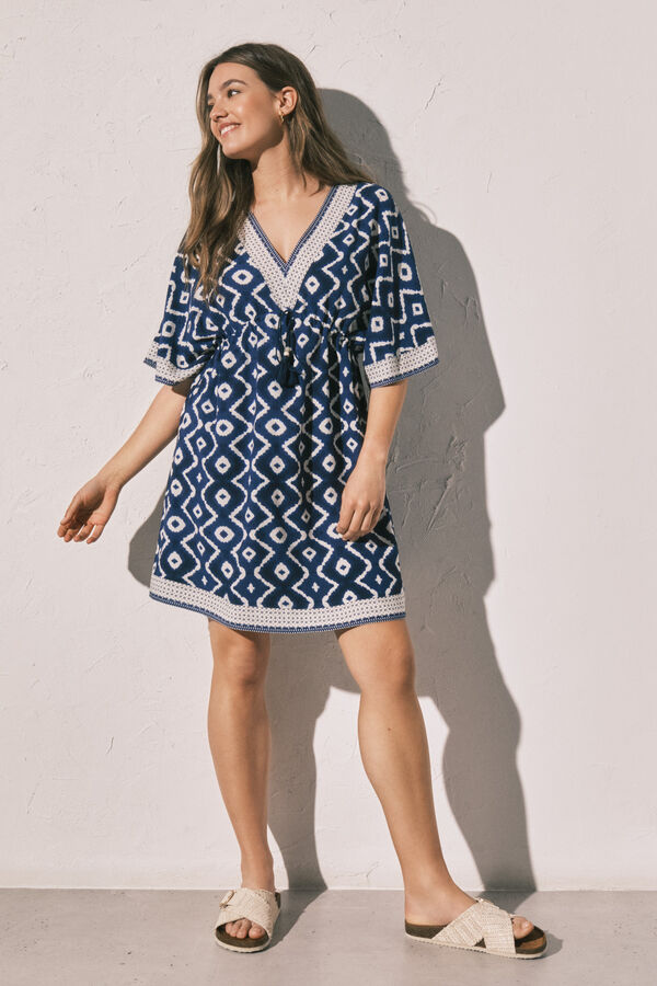 Women'secret Vestido camisola curto estampado azul azul