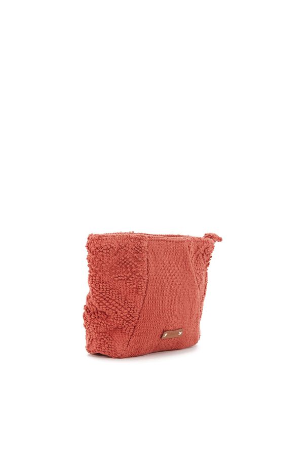 Abbacino  Necessaire de praia em algod&atilde;o laranja vermelho