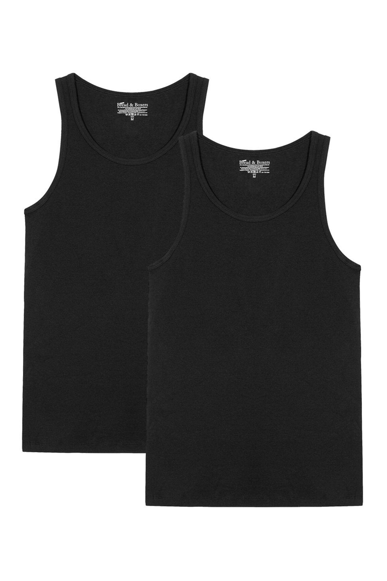 Bread & Boxers Pack de 2 mangas pretas de algod&atilde;o org&acirc;nico