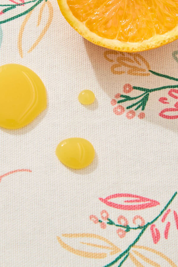 Womensecret Floral stain-resistant cotton tablecloth marron