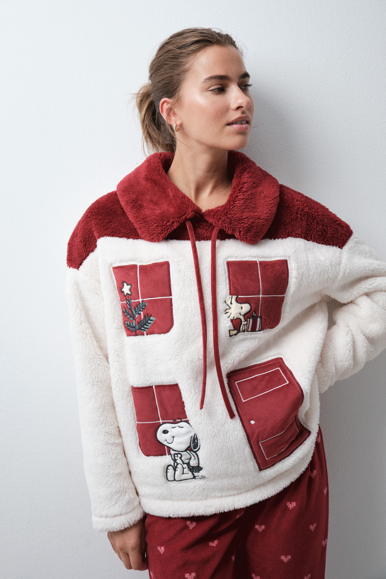 Women'secret Pijama largo fluffy y polar Snoopy