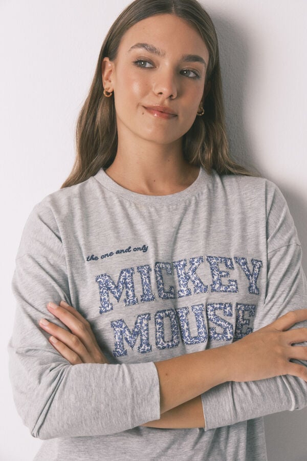 Women'secret Pijama comprido em algodão da Mickey cinza  cinzento