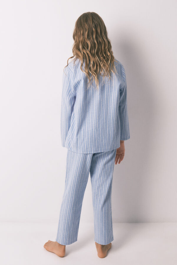 Women'secret Pijama infantil camisa às riscas, 100% algodão azul