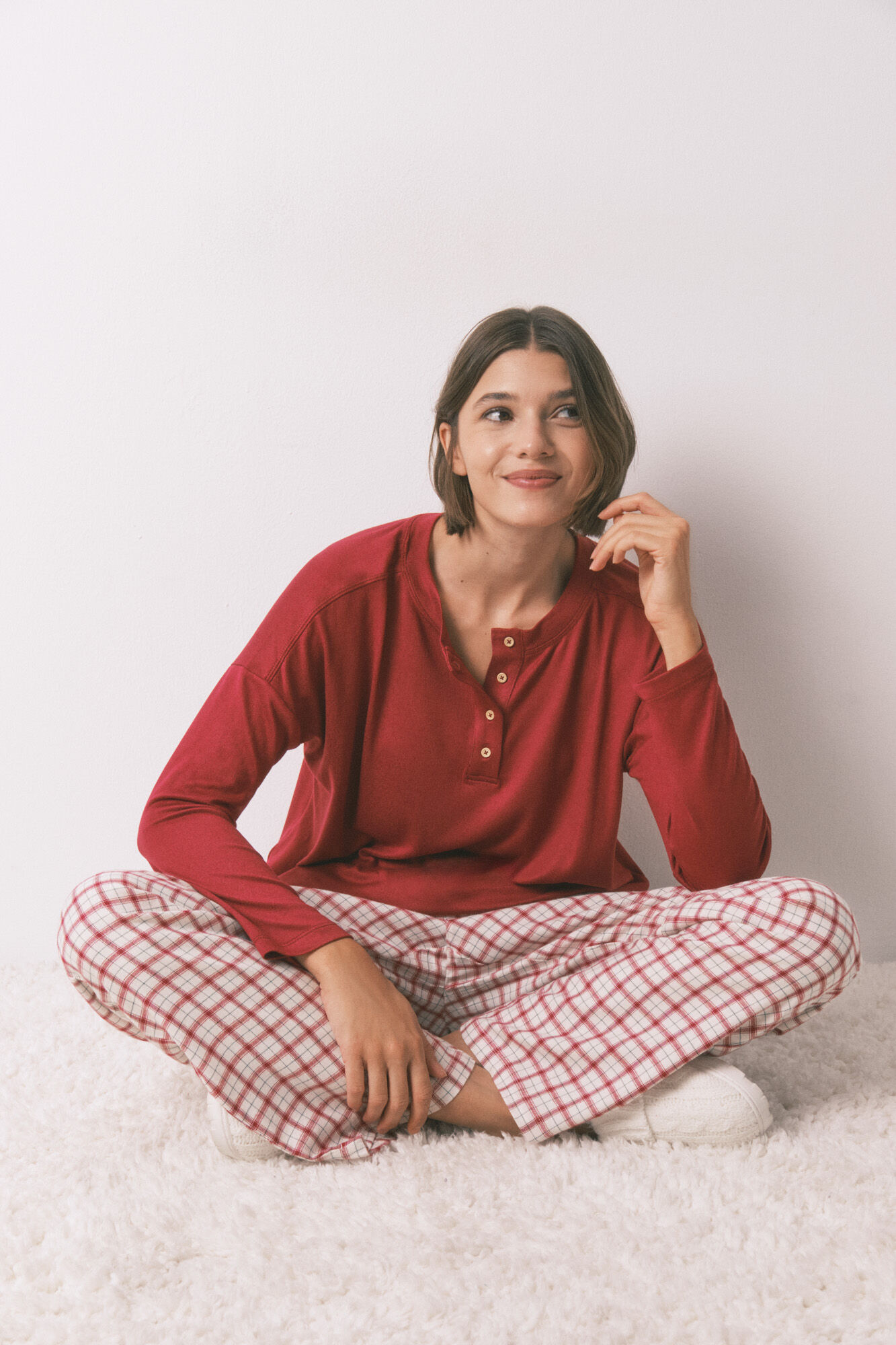 Women'secret Camiseta manga larga punto ante rojo