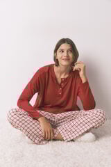 Women'secret T-shirt malha com a manga de malha vermelha vermelho