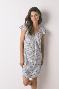 Women'secret Camisa de dormir curta com flores c&aacute;qui escuro