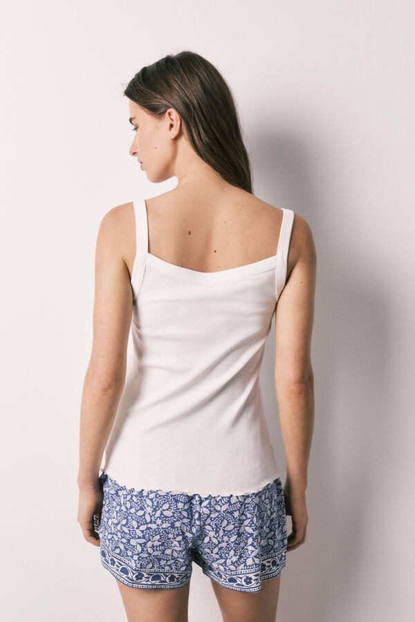Women'secret Pijama curto de al&ccedil;as branco bege