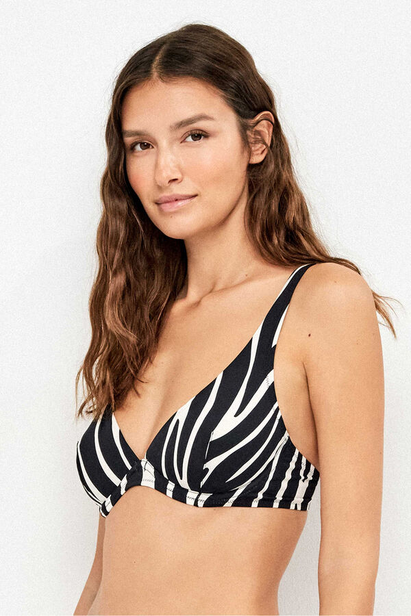 Gisela Top biqu&iacute;ni sem enchimento estampado animal print branco