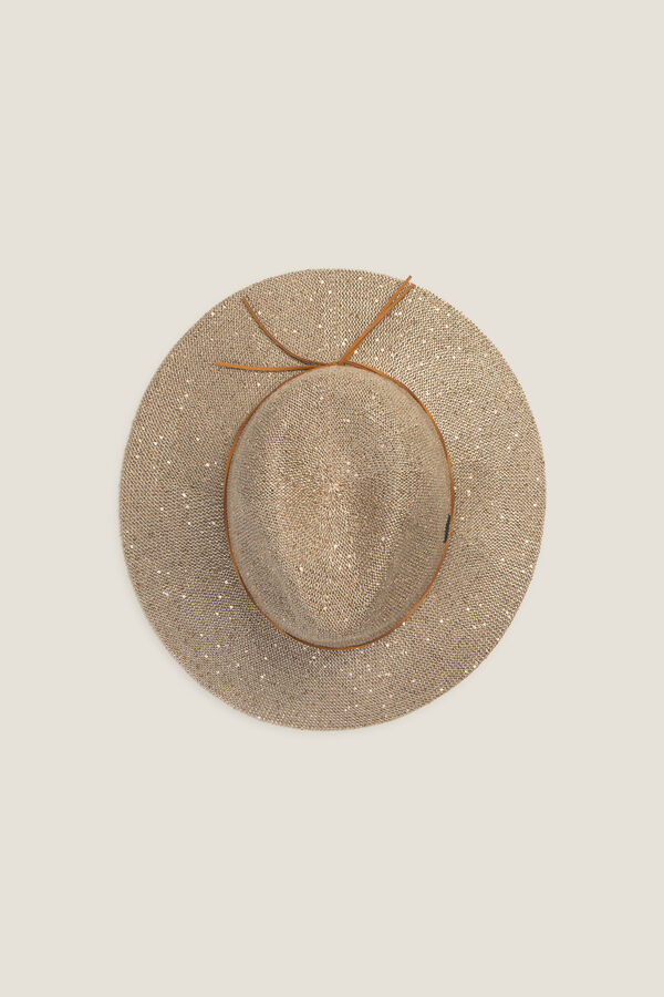 Textura Sombrero playa rafia  brillo beige
