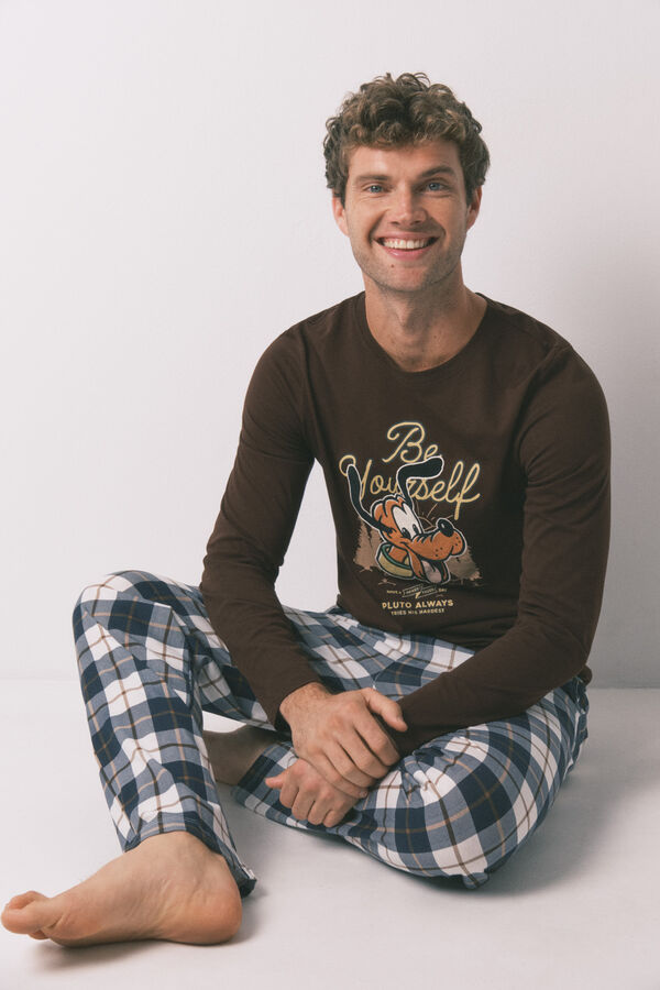 Women'secret Pijama comprido marrom Pluto 100% algodão  castanho