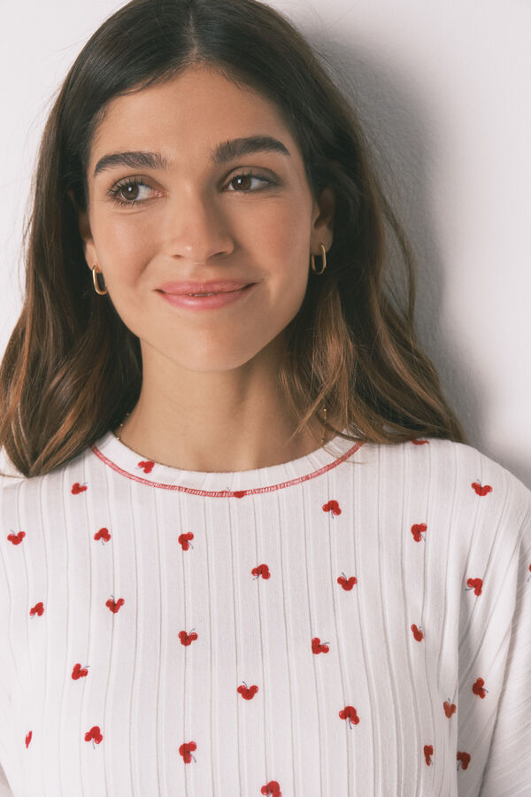 Women'secret Pijama comprido estampado Mickey Cherry branco