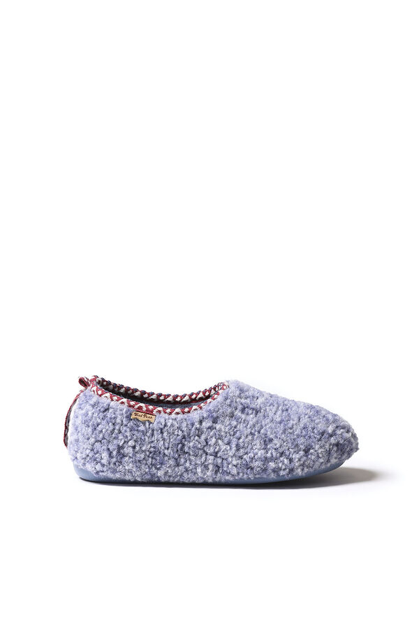 Womensecret Women's babouche-style slippers in white faux shearling bleu