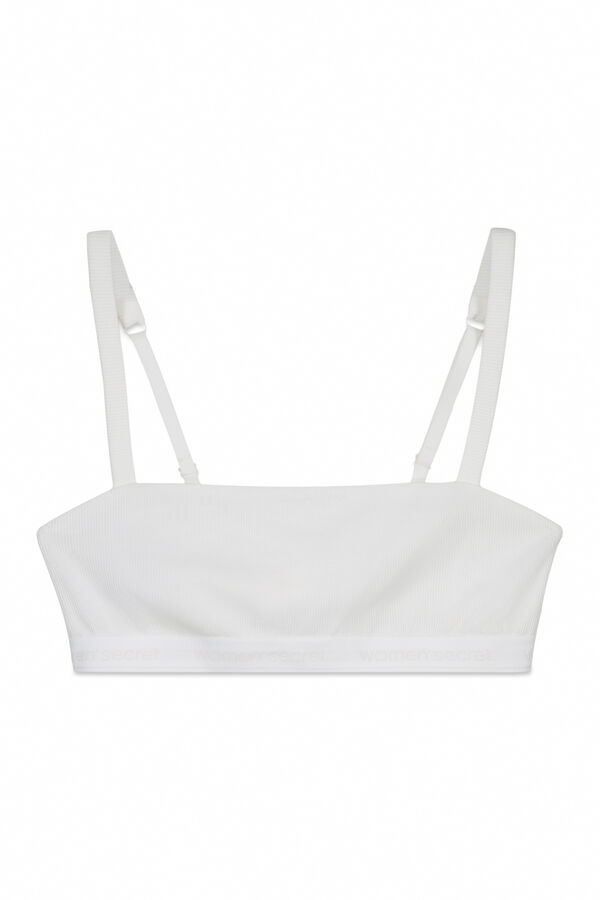 Women'secret Soutien top canelado em algod&atilde;o branco bege