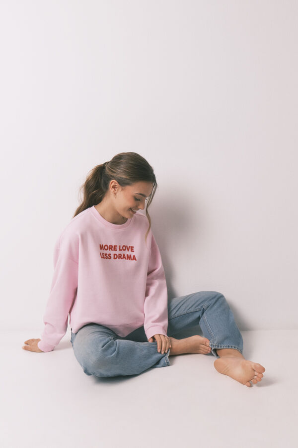 Women'secret Sweatshirt em algod&atilde;o rosa rosa
