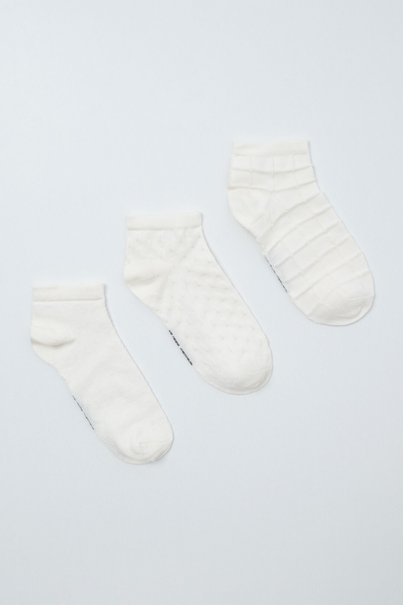 Women'secret Pack 3 meias curtas texturas branco