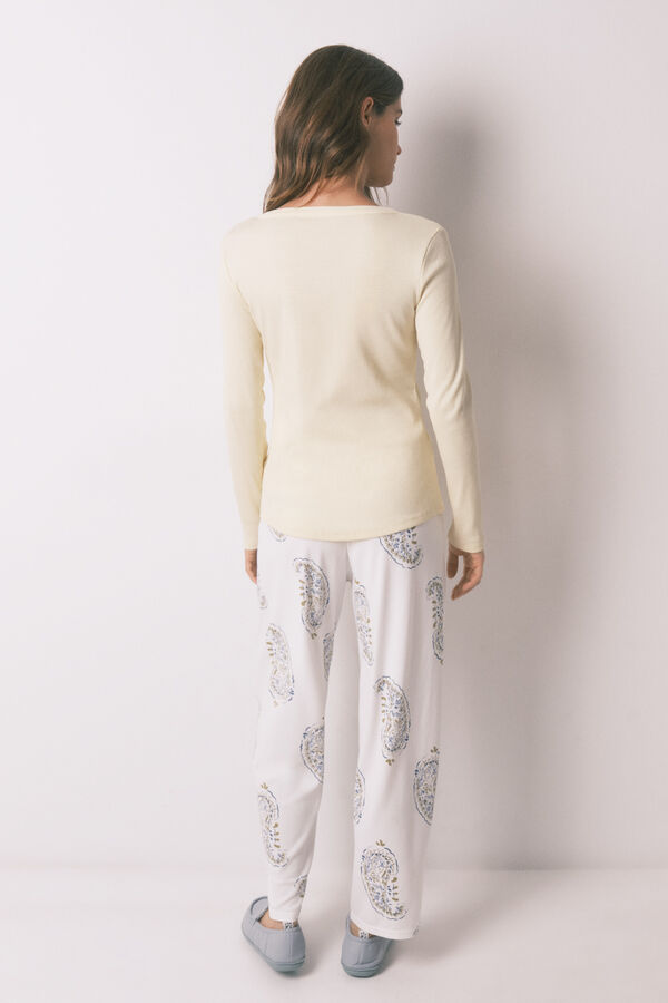 Women'secret Cal&ccedil;as compridas estampadas Paisley branco