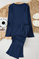 Trendyol Conjunto de pijama canelado azul marinho com detalhe de fechadura  azul