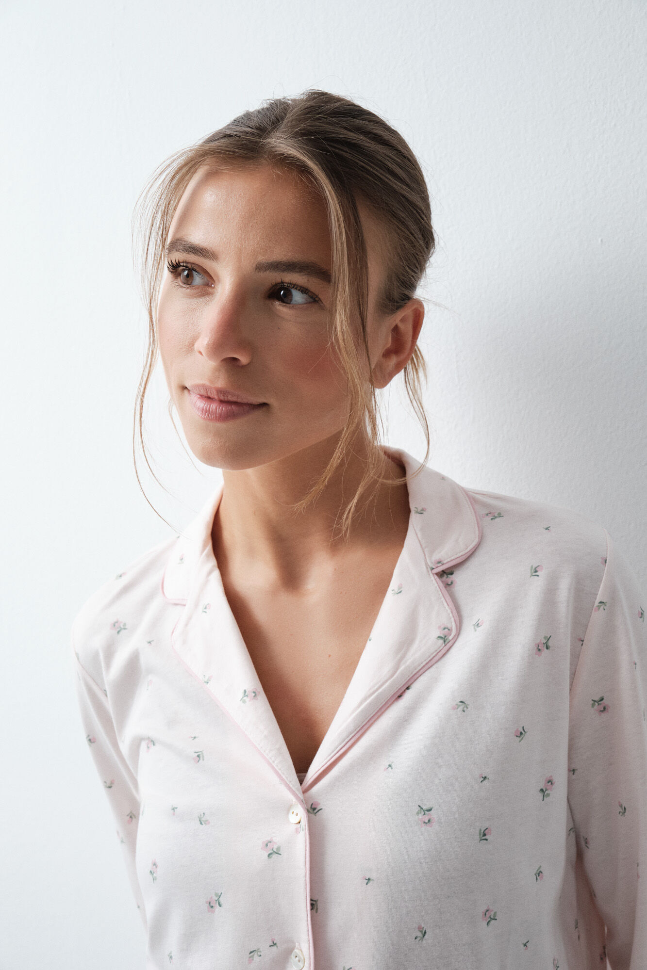 Women'secret Pijama comprido camiseiro em algod&atilde;o com estampado de flores