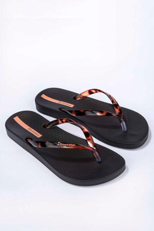 Ipanema Chinelo tradicional de tiras com estampado animal preto