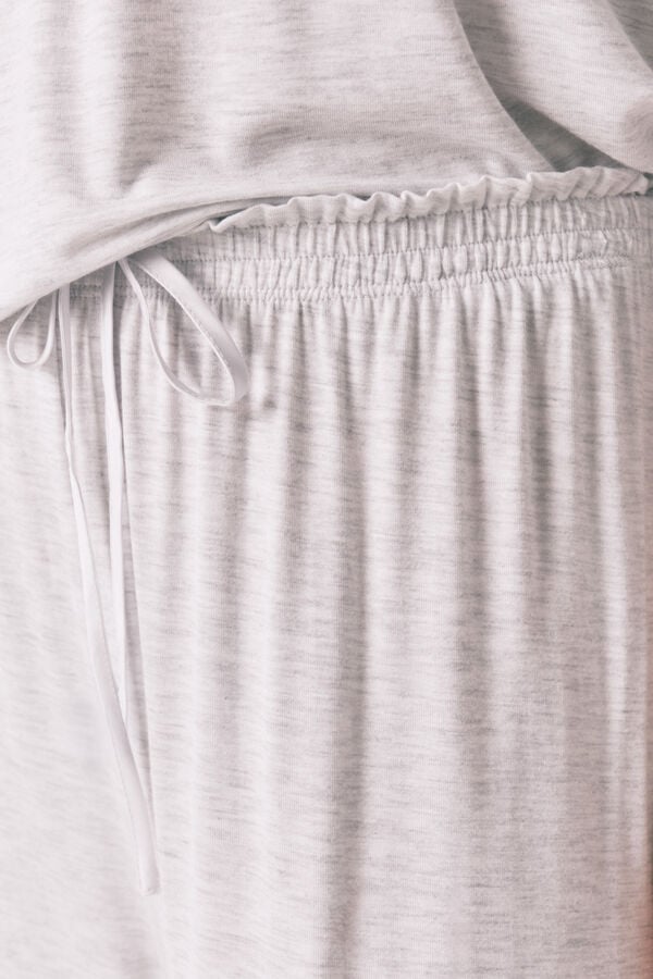 Women'secret Pijama Capri de viscose cinza com soft touch cinzento