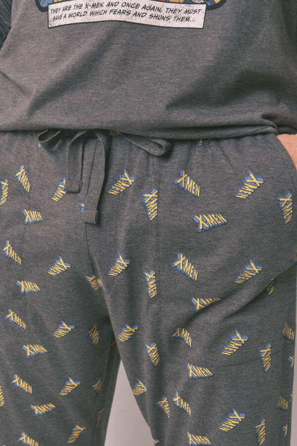 Women'secret Pijama comprido masculino 100% algodão X Men cinzento