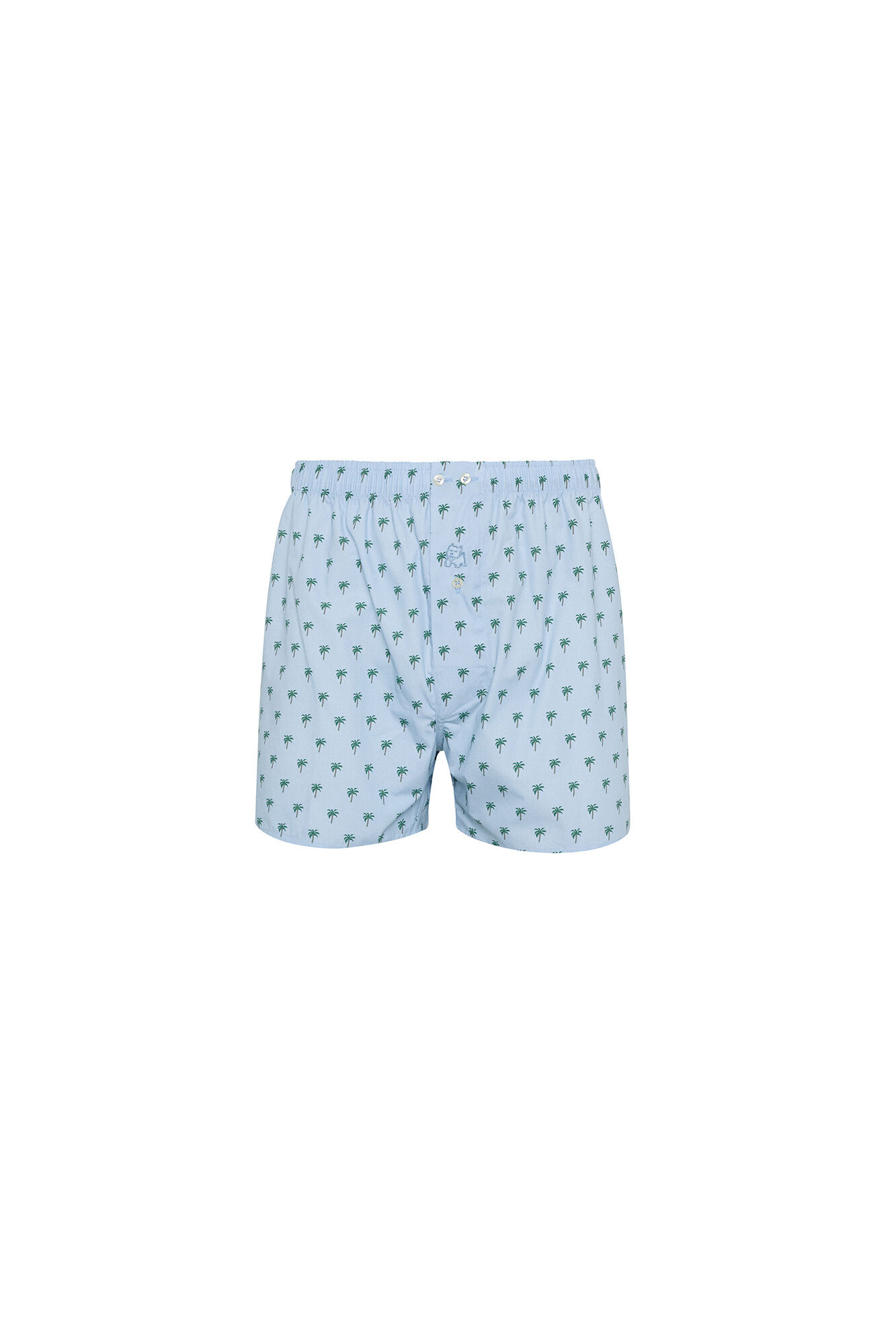 Kiff-Kiff Boxer em algod&atilde;o estampado palmeiras branco