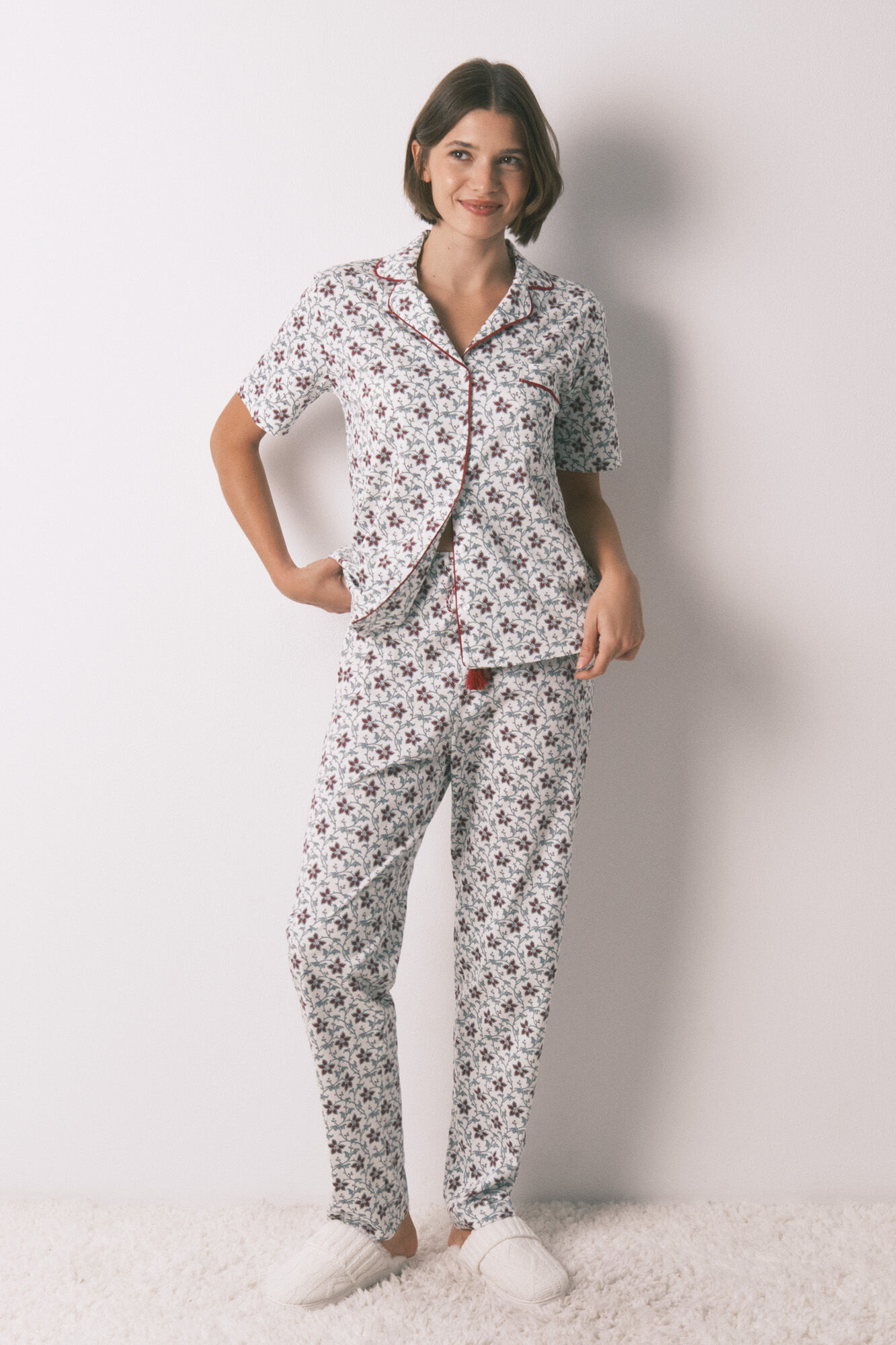 Women'secret Pijama camisero algod&oacute;n estampado flores
