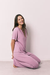 Women'secret Pijama Capri em tecido waffle rosa rosa
