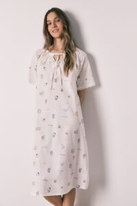 Women'secret Camisa de dormir Hello Kitty com la&ccedil;adas em algod&atilde;o