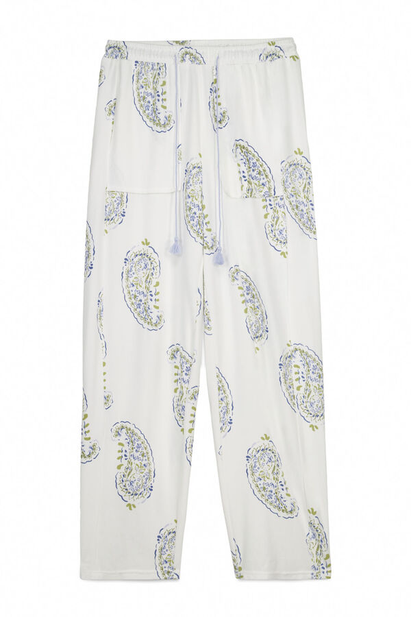 Women'secret Cal&ccedil;as compridas estampadas Paisley branco