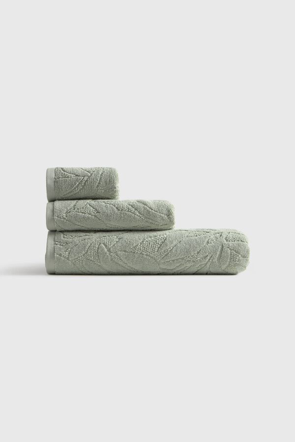 Textura Toalha turca jacquard folhas verde