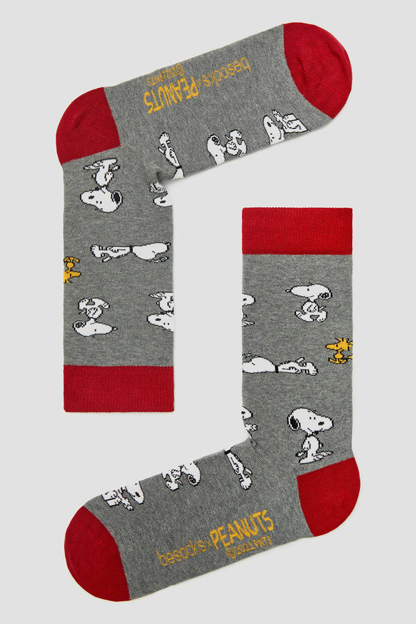 Besocks Meias altas de algod&atilde;o org&acirc;nico em cor cinzenta cinzento