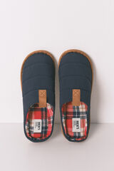 Women'secret Chinelos de quarto masculinos de nylon xadrez azul azul