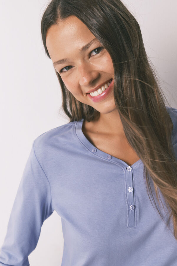 Women'secret Lilac brushed cotton long sleeve T-shirt pink