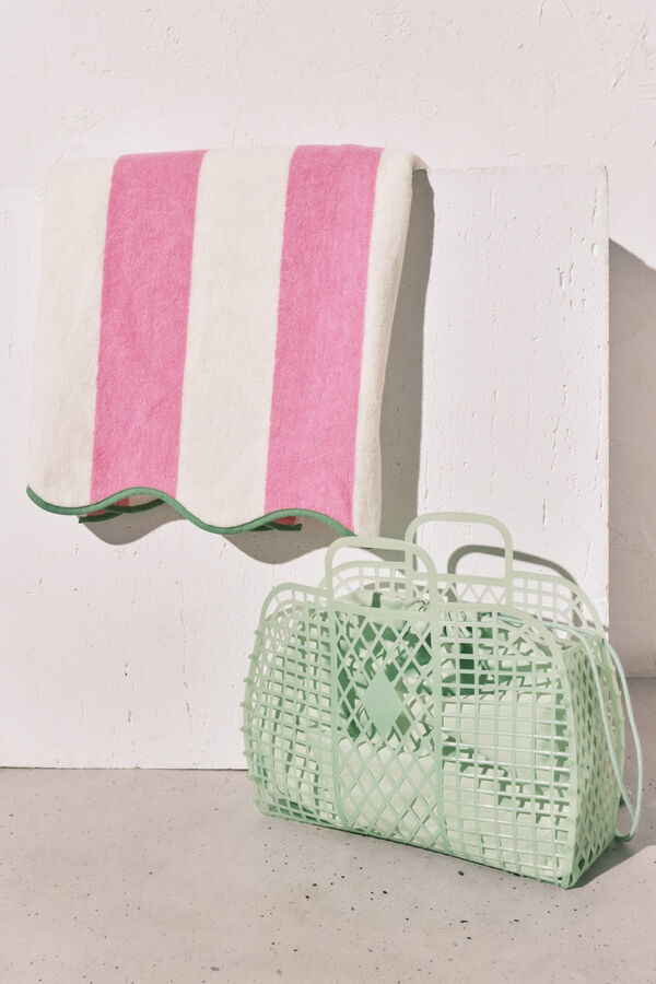 Women'secret Toalha estampado riscas em 100% algod&atilde;o rosa