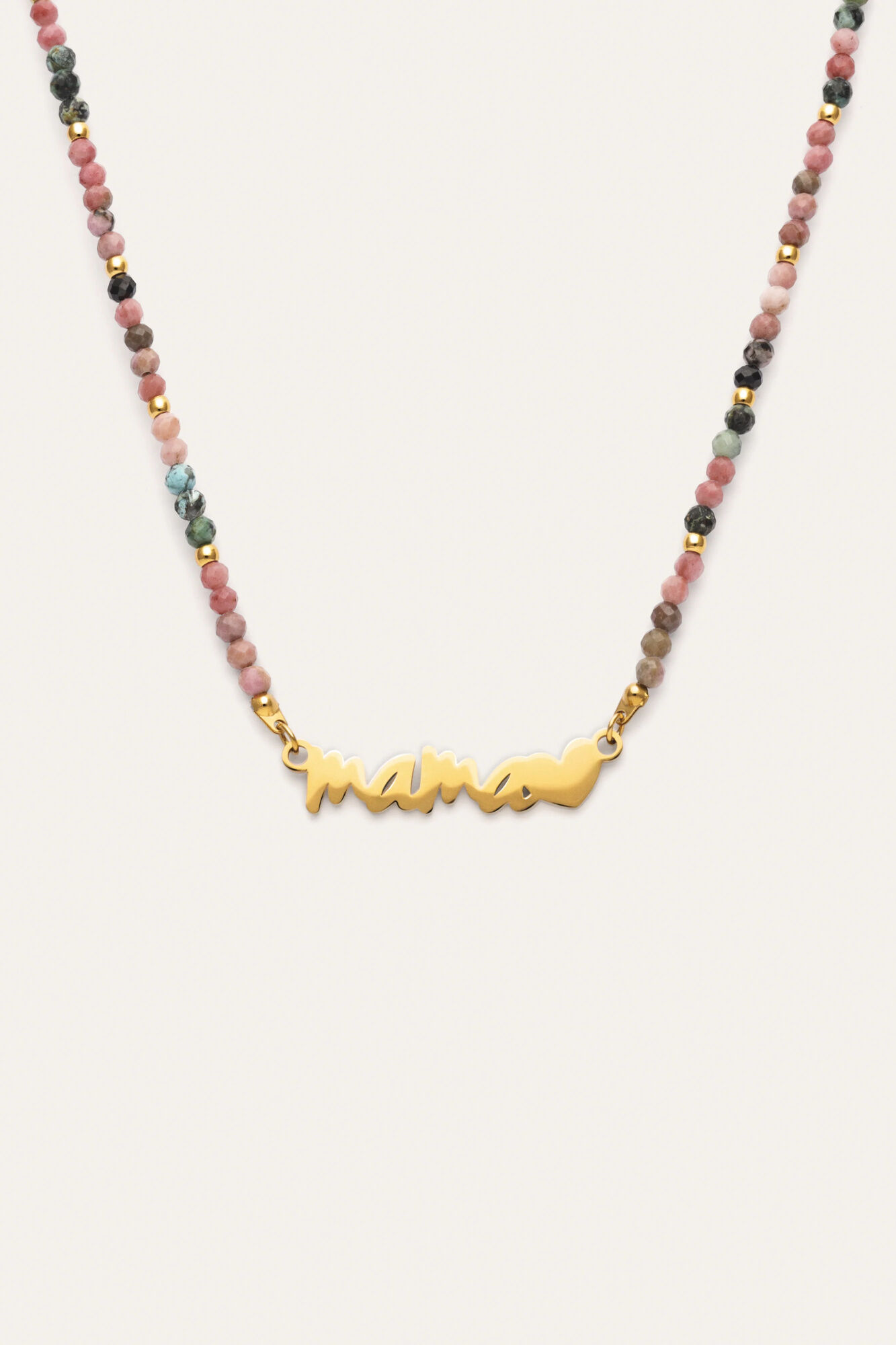 Singularu Collar Mam&aacute; Heart Tourmaline Acero Ba&ntilde;o Oro