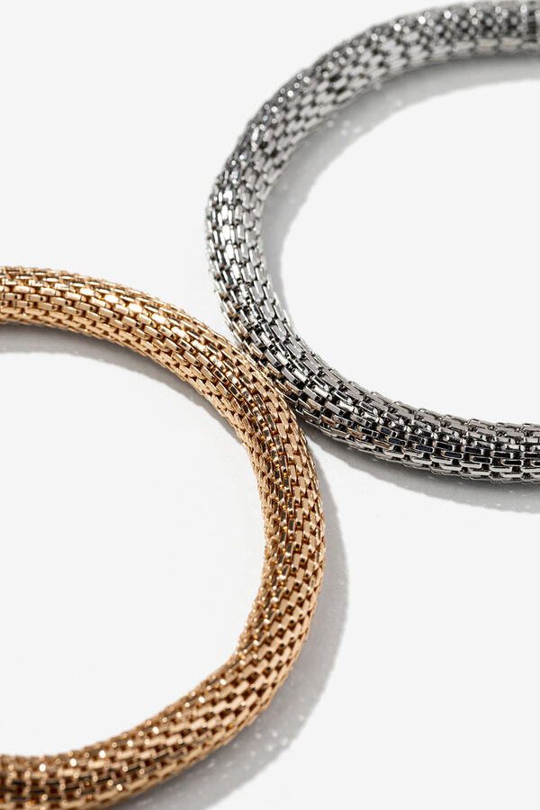 Vilanova Pack de dos pulseras met&aacute;licas bicolor. amarillo