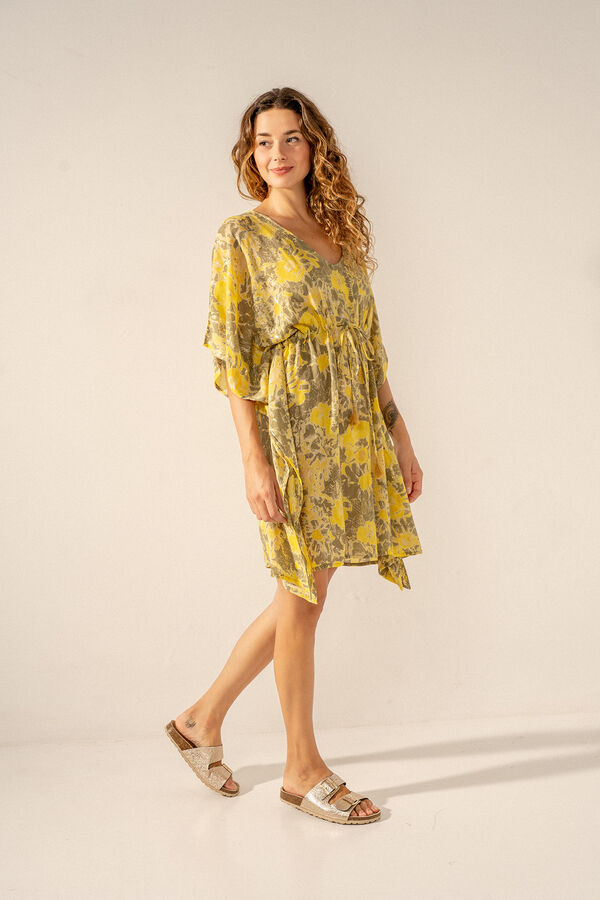 Abbacino  Caftan em algod&atilde;o estampado abstrato verde verde