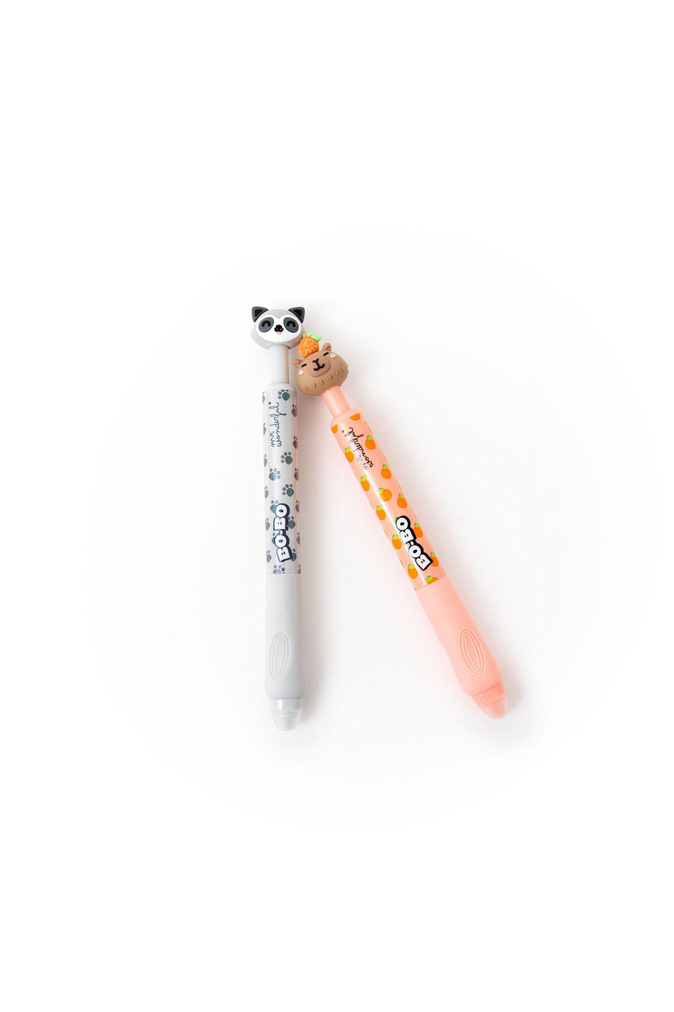 Mr. Wonderful Conjunto de 2 canetas apag&aacute;veis Bo-Bo Click! - Guaxinim e Capivara