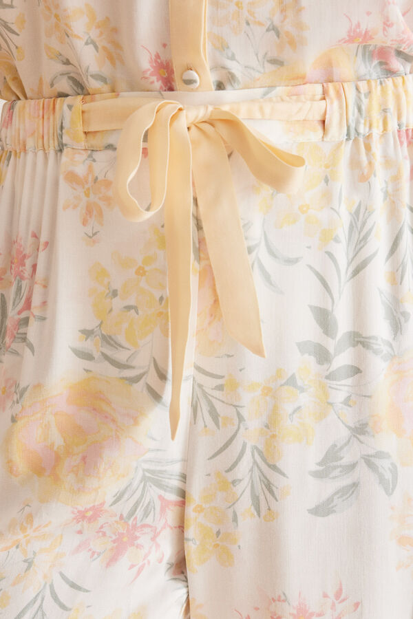 Womensecret Pijama Capri estampado floral marfil