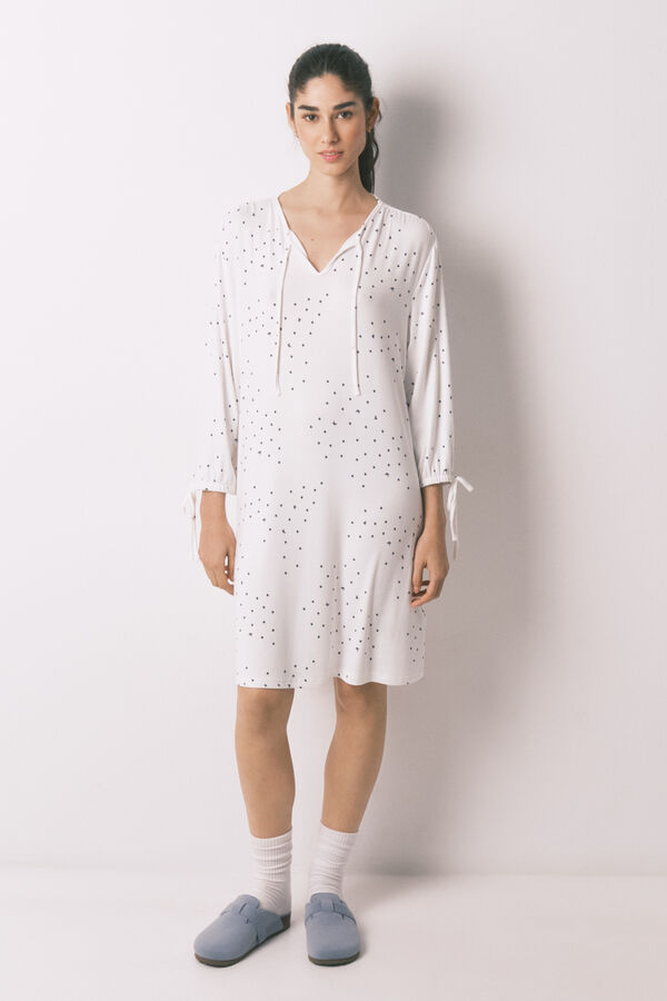 Women'secret Camisa de dormir midi estampado p&aacute;ssaros branco branco