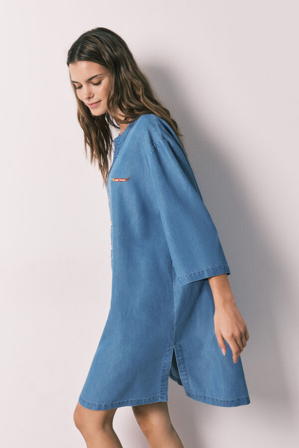 Women'secret Camisola curta em denim leve azul azul