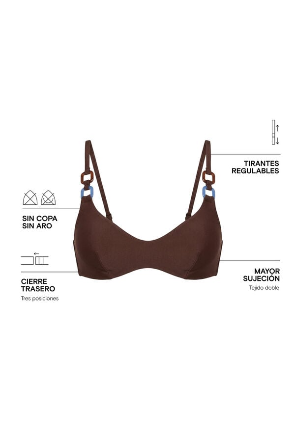 Women'secret Top biqu&iacute;ni com aro interno castanho cru
