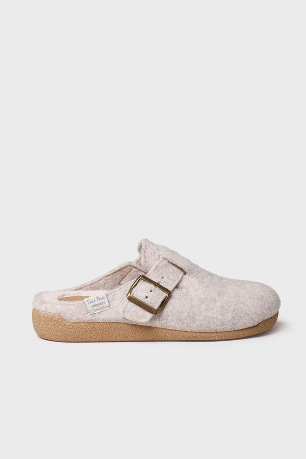 Toni Pons Chinelo feminino estilo tamanco em feltro bege