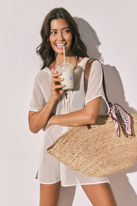 Women'secret T&uacute;nica curta com capuz efeito rede bege