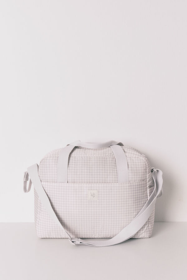 Women'secret Mala grande para maternity com estampa xadrez xadrez cinza escuro cinzento