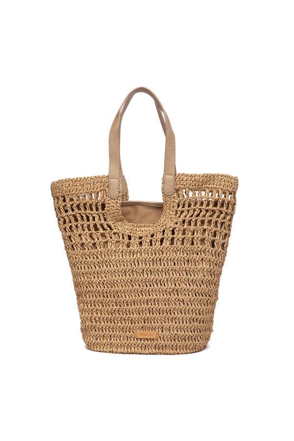 Abbacino  Cesto de r&aacute;fia camel castanho